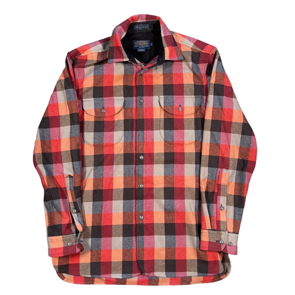 Thomas Kay Collection Pendleton Wool Flannel Button Down Shirt Size M Red Tones